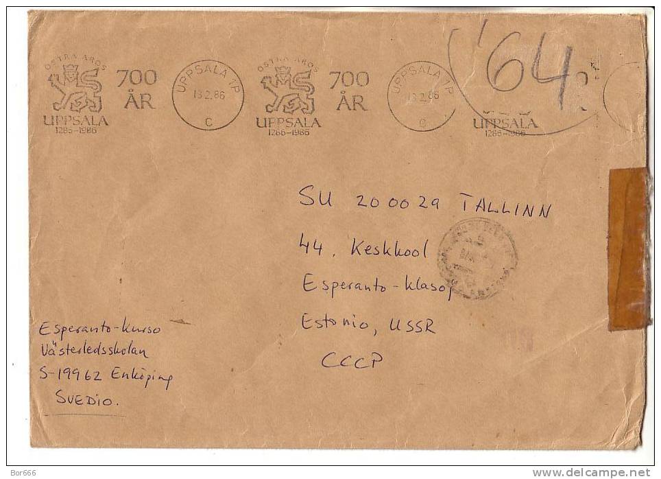 GOOD Postal Cover SWEDEN To ESTONIA 1986 - Postage Paid - Lettres & Documents