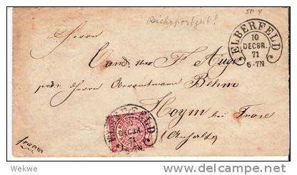 Brs187/Elberfeld Hufeisen  Auf NDP 10.12.1871 (Reichspost Ab Mai 71) - Lettres & Documents