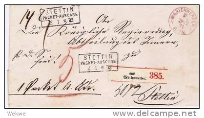 Brs191/ Marienwerder 28.12.71 (Reichspost) Paketbrief, AK Stpl.Stettin Paketausgabe - Briefe U. Dokumente
