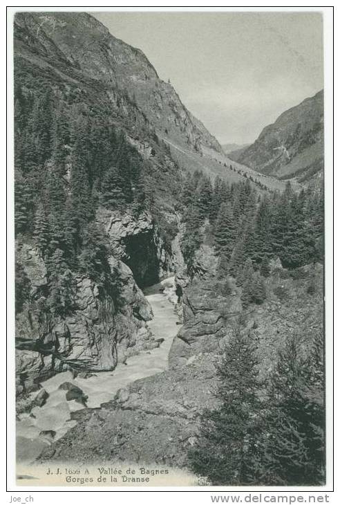 Schweiz/Suisse: CPA Vallée De Bagnes, Gorges De La Dranse, 2 Scans - Bagnes