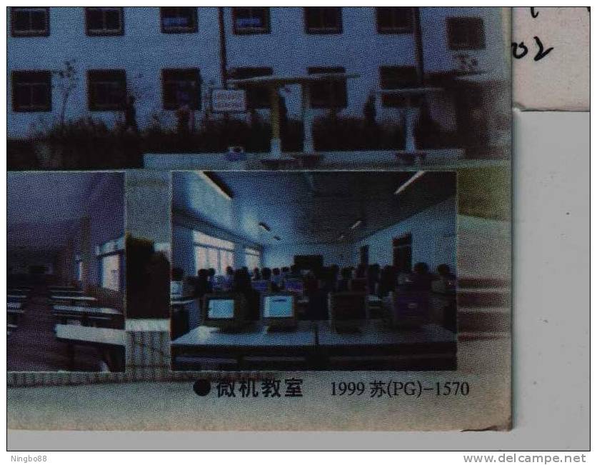 Computer Classroom,Dining Hall For Student,CN 99 Zhenjiang Metallurgy Technician School Advertising Pre-stamped Card - Informática