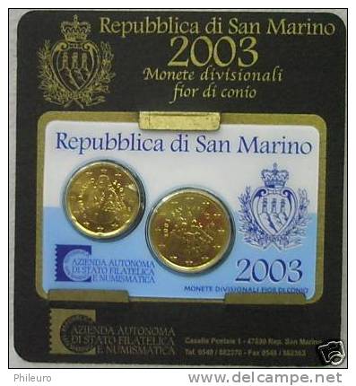 San Marino (Saint Marin) 2003: Minikit 2 Pièces (20c + 50c) - San Marino