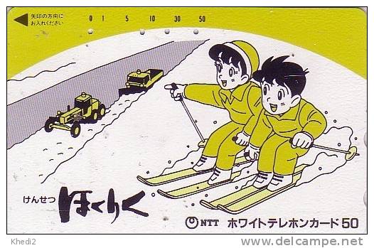 Télécarte Japon Sport Comics - SKI Et Chasse Neige - Japan Phonecard - Montañas