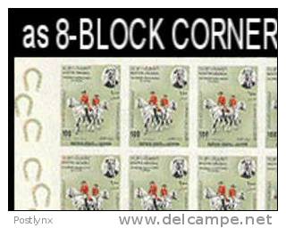 CV:&#8364;15.36,ADEN-Kathiri State Of Seiyun 1967 Lippizianer Horses 100Fils,IMPERF.8-BLOCK CORNER  [non Dentelé, Geschn - Other & Unclassified