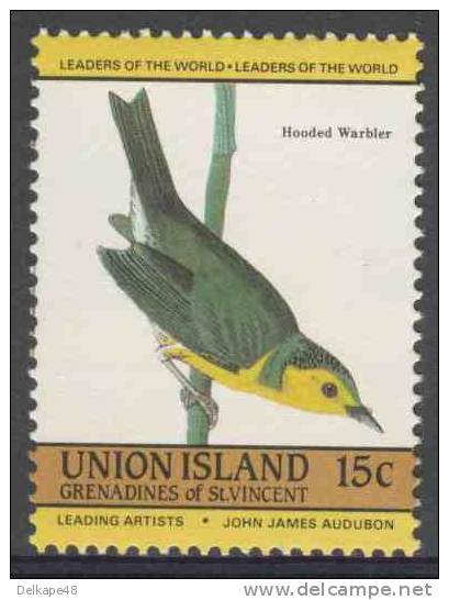 Grenadines Of St. Vincent - Union Island 1985 Mi 78 ** Wilsonia Citrina: Hooded Warbler/ Paruline à Capuchon- By Audubon - Zangvogels