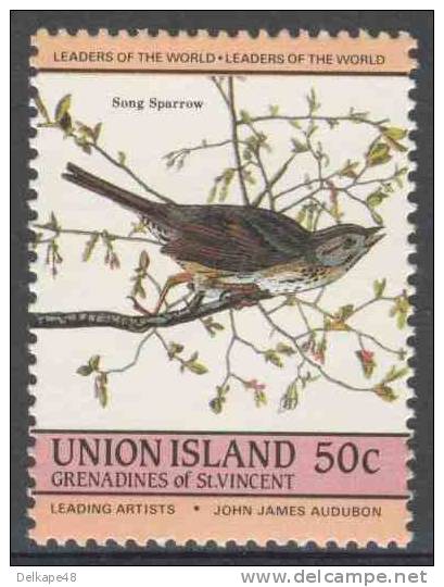 Grenadines Of St. Vincent - Union Island 1985 Mi 80 ** Melospiza Melodia: Song Sparrow / Bruant Chanteur - By Audubon - Zangvogels