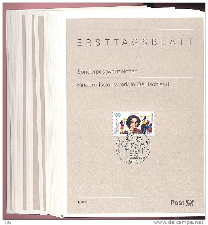 Deutschland 1996 Ersttagsblatt Komplett Alle Erstagsblätter ETB Absoluter Luxuszustand. Nr. 1 - 41. Insgesamt 43 Blätter - Sonstige & Ohne Zuordnung