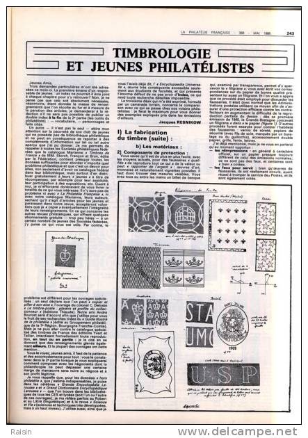 La Philatélie Française N)383 15 Mai 1986  Organe Officiel  TBE - Französisch (ab 1941)