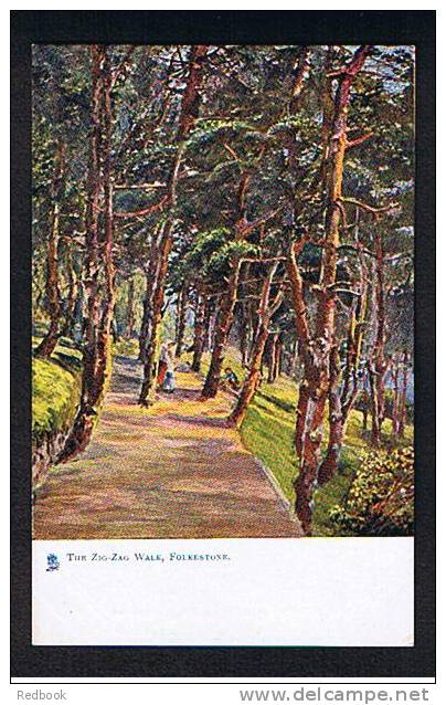 2 Early Raphael Tuck Oilette Postcards Folkestone Kent - Harbour & Zig Zag Walk - Ref 224 - Folkestone