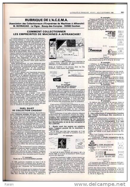 La Philatélie Française N°410-411 Août-Septembre 1988 Organe Officiel  TBE