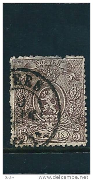 BELGIUM :  N° 25   Obli.  - Cote= 95,00€    ++++++++        à      7  %   --défaut - 1866-1867 Petit Lion