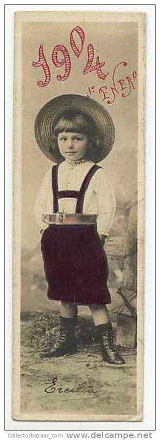 VINTAGE Ca1900 TARJETA POSTAL CARTE POSTALE ODD SHAPED BOOKMARK SIZE POSTCARD WITH CHILDREN - Otros & Sin Clasificación