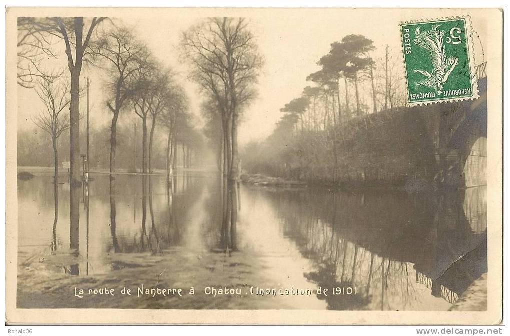 Cp 92 NANTERRE La Route De Nanterre à Chatou ( Inondation De 1910) - Nanterre