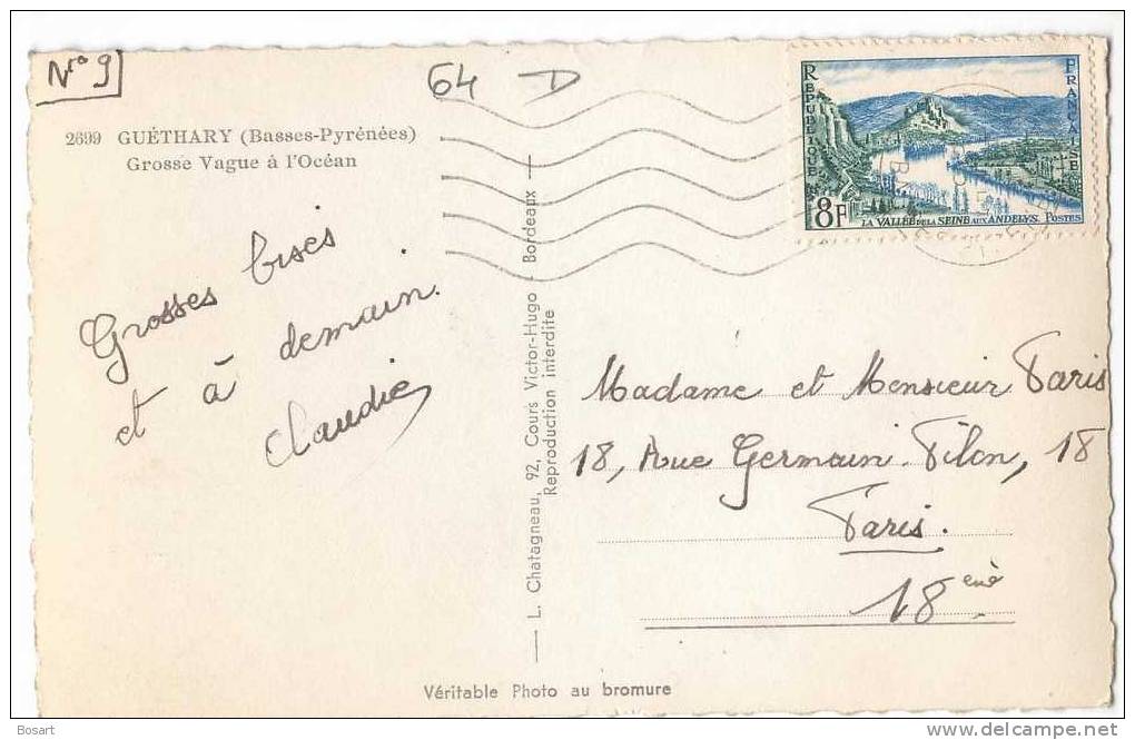 CP SM France 64 Guéthary-Grosse Vague à L'Océan N°2699 Ed.L.Chatagneau - Guethary