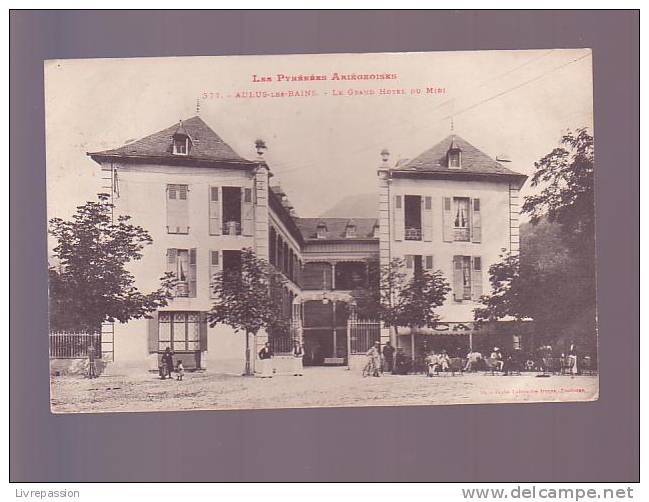 Cpa ,  Aulus Les Bains , Le Grand Hotel Du Midi, édit Labouche   , Voyagé  1906 - Autres & Non Classés