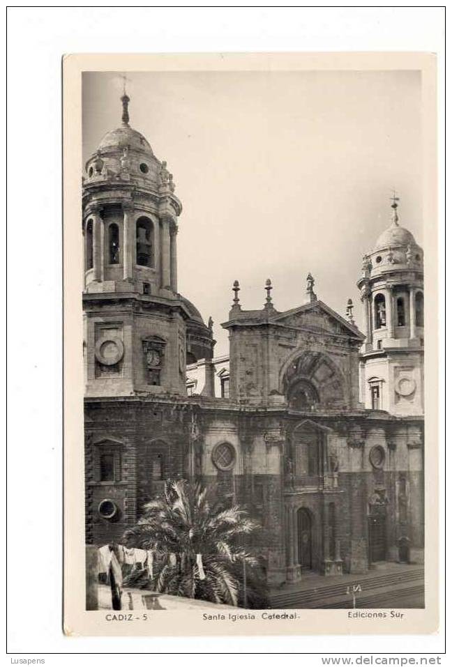 OLD FOREIGN 1102 - ESPAÑA SPAIN - TARJETA POSTAL CARTE POSTALE CADIZ CATEDRAL - Cádiz