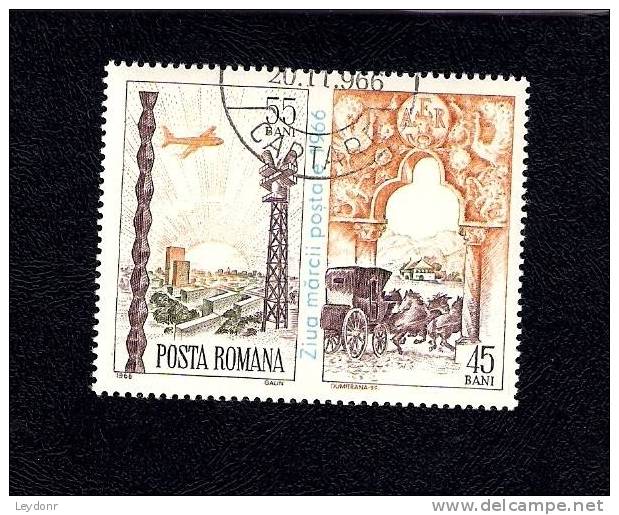 Rominia - Scott # C162 - Plane Approaching Airport And Coach Leaving Gate - Used Stamps