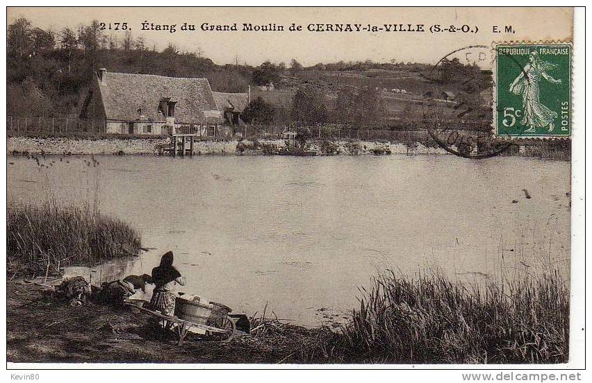 78 CERNAY LA VILLE Etang Du Grand Moulin Cpa Animée - Cernay-la-Ville