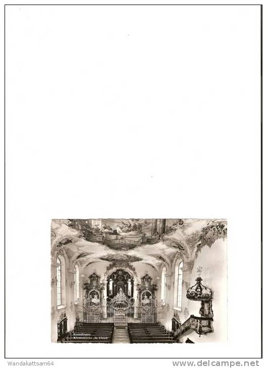 AK Kreuzlingen, Klosterkirche „St. Ulrich“ Innenansicht  7758 MEERSBURG 3.9.64 / 1 BERLIN 4.9.64 Briefmarke überstempelt - Kreuzlingen