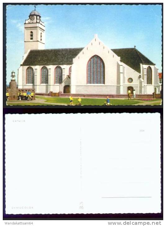 AK KATWIJK Kirche Belebt Tretroller Fahrradfahrer DEMUCOLOR 3534 - Katwijk (aan Zee)