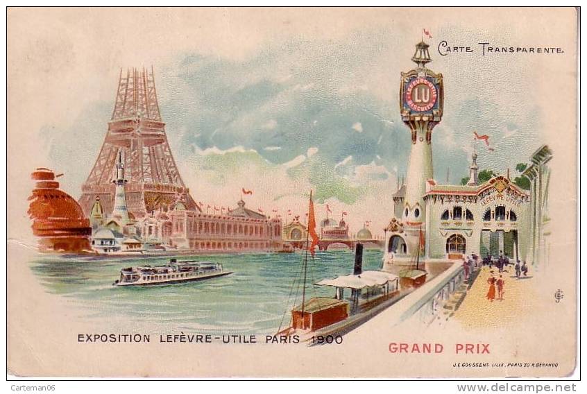 Carte Transparente à La Lumière (Eclairage Du Phare) - Exposition Lefèvre-Utile Paris 1900 - - Contre La Lumière