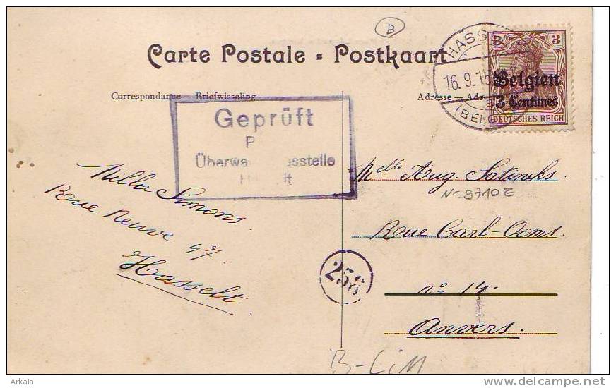 HASSELT = Place Léopold Et Kiosque - Carte Animée + Censure Au Verso (1915) - Hasselt