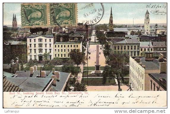 ETATS UNIS - Ref No 94- Bull St , Looking South From Bay St , Savannah -ga   - Bon Etat - Savannah