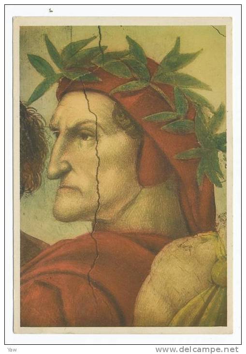 1950~ DANTE ALIGHIERI CARTOLINA NUOVA: PARTICOLARE DAL SS. SACRAMENTO DI RAFFAELLO. VATICANO - Philosophy