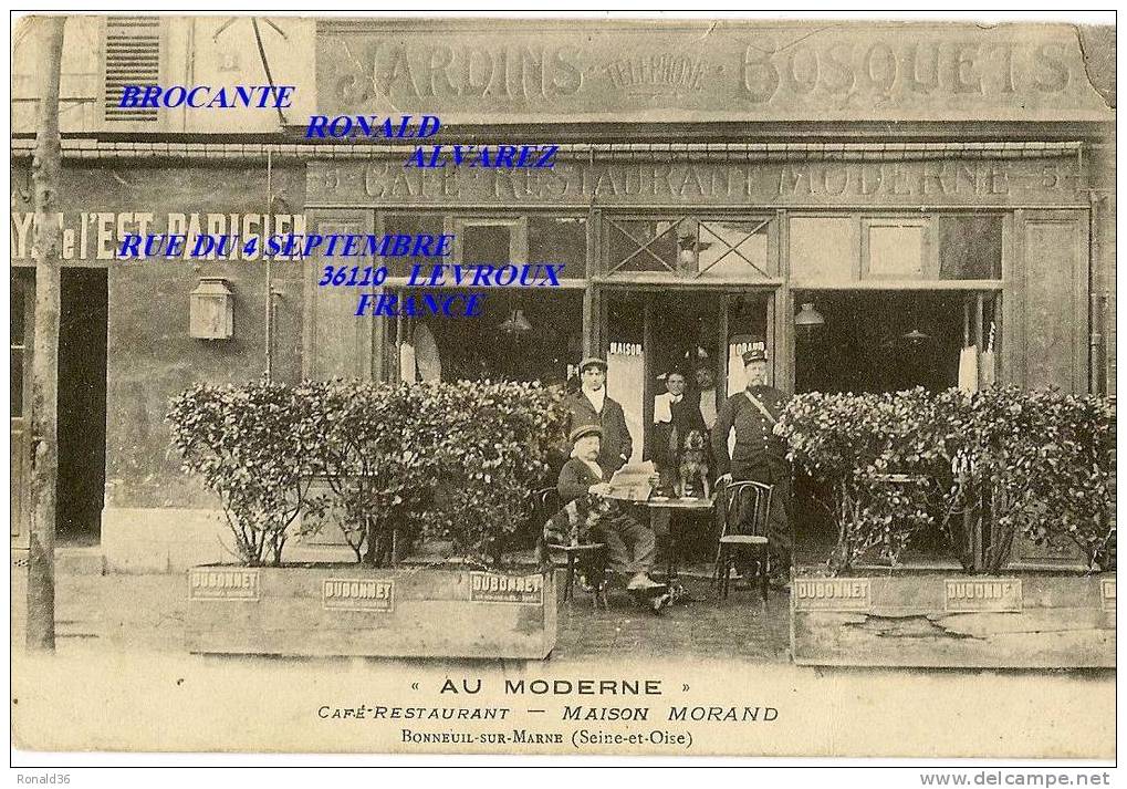 Cp 94 BONNEUIL SUR MARNE AU MODERNE Café Restaurant MAISON MORAND Facteur Et Sacoche - Bonneuil Sur Marne