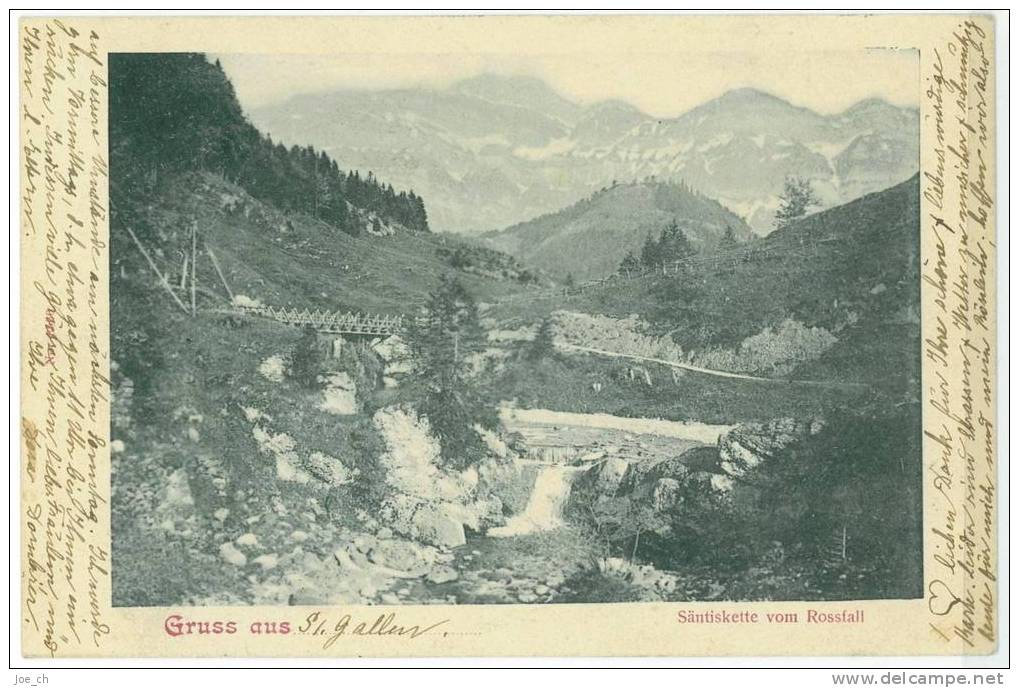 Schweiz/Suisse: Gruss Aus St.Gallen Säntiskette Vom Rossfall 1901 (2 Scans) - St. Gallen