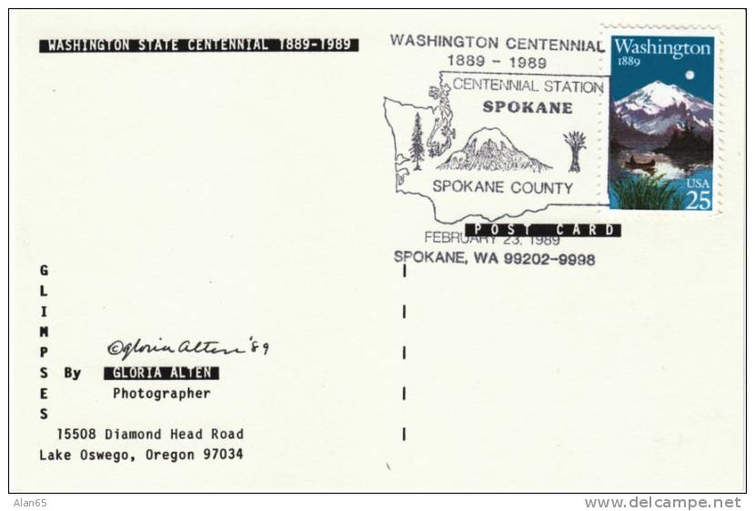 Expo 1974, Bridges On Spokane River, Washington State Centennial Commemorative Postmark - Spokane