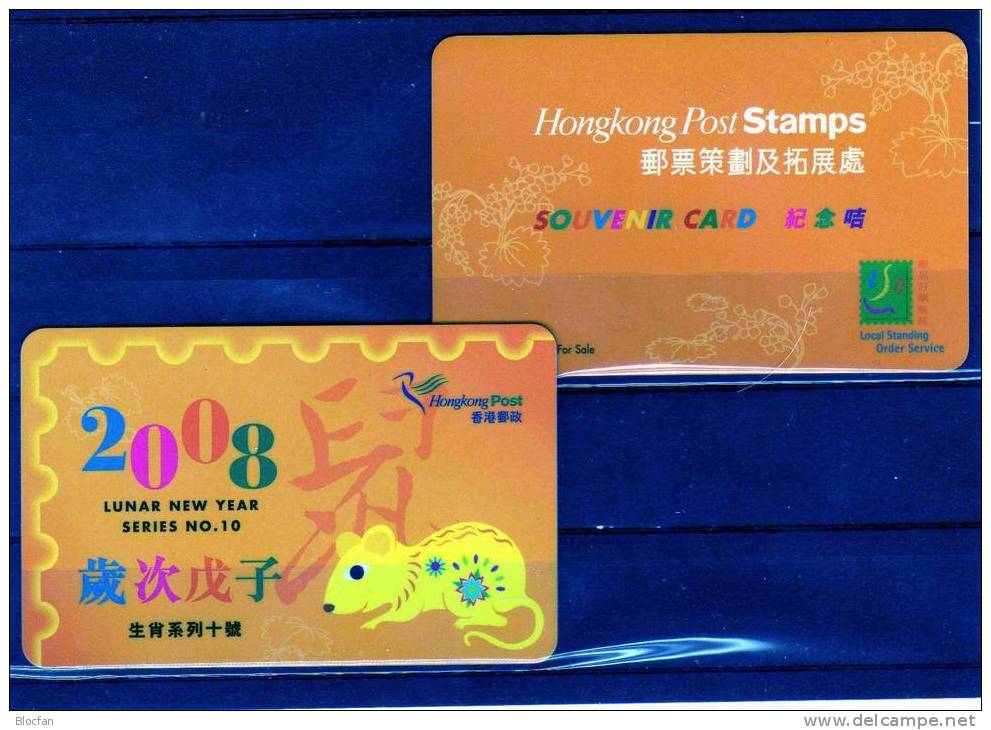 Neujahr 2008 Jahr Der Ratte Hongkong Post-Sonderkarte #10 ** 8&euro; China Years Of Rats Topic New Year Card Of HONG KON - Hong Kong