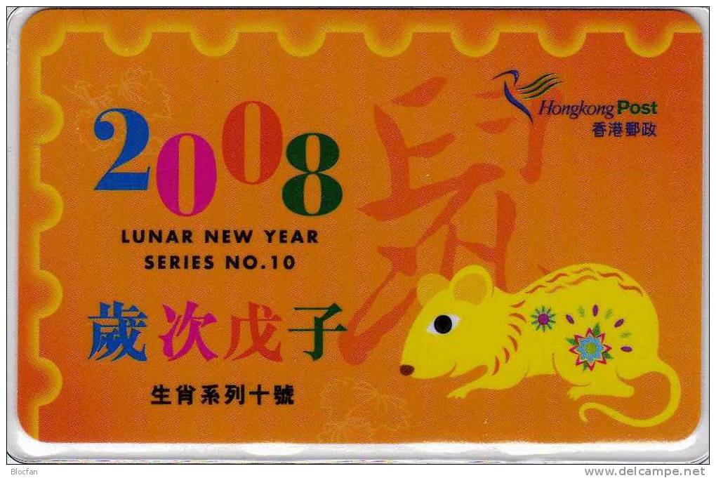 Neujahr 2008 Jahr Der Ratte Hongkong Post-Sonderkarte #10 ** 8&euro; China Years Of Rats Topic New Year Card Of HONG KON - Hong Kong