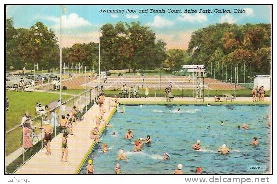 ETATS UNIS- Ref No 124- Swimming Pool And Tennis Court , Heise Park , Galion , Ohio   - Bon Etat - Autres & Non Classés