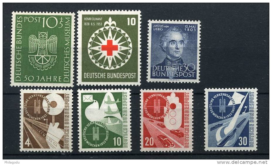 Bund ++ POSTFRICH   1953   Mi 163,164,166,167/70    Yvert 50/56 Cote 222 E - Ungebraucht