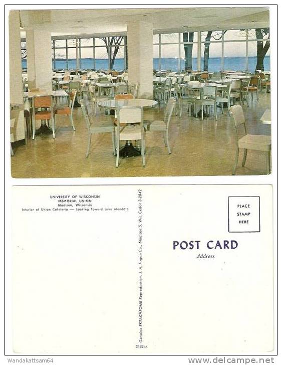 AK UNIVERSITY OF WINCONSIN MEMORIAL UNION Madison, Wisconsin Cafeteria – Looking Toward Lake Mendota - Madison