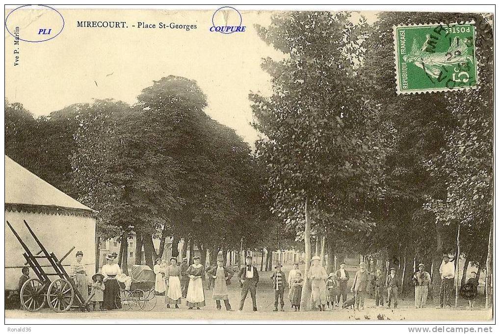 Cp 88 MIRECOURT Place St Georges ( à Henri FAVRIOU  MELLE 79) Manège Ou Chapiteau De Cirque , Landeau Fête Forraine ? - Mirecourt