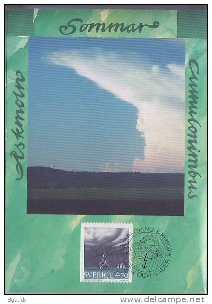 SUEDE Carte Maximum Num.yvert 1618 NUAGES ET METEOROLOGIE - Cartes-maximum (CM)