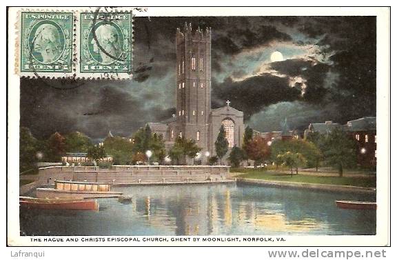 ETATS UNIS -ref No 243- The Hague And Christ Episcopal Church , Ghent By Moonlight ,norfolk -va - Norfolk