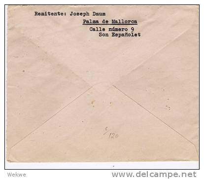 Eb001a/- SPANIEN  Luftpostbrief  Ex Mallorca Via Rom Nach Deutschland 1938, Zensiert.Frankiert Mit Isabell + Contra Frio - Briefe U. Dokumente