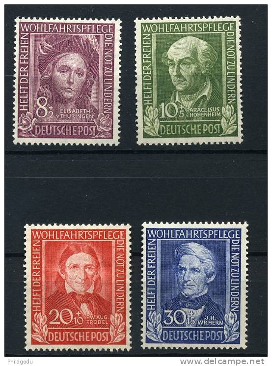 Bund ++ POSTFRICH   1949  Bienfaiteurs    Mi 117/120 **   Yvert  3/6  Cote 185 E - Neufs