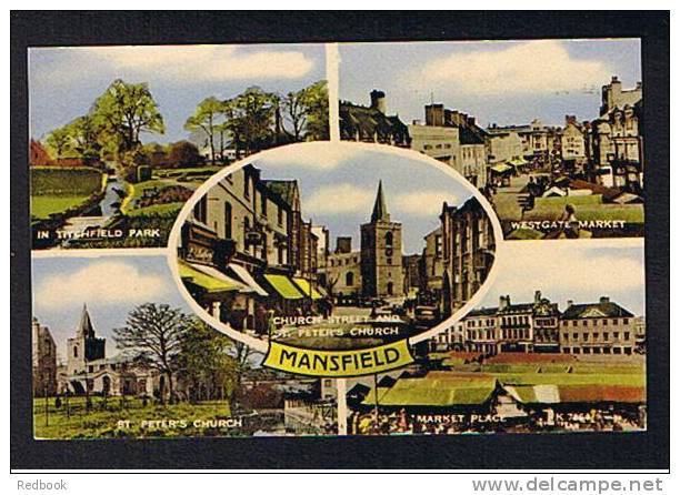 Multiview Postcard Mansfield Nottingham - Westgate Market - Church Street - Market Place - Park - Ref 226 - Autres & Non Classés