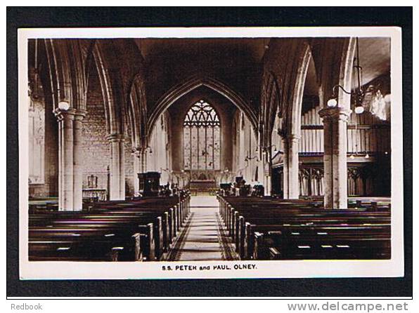 Early Real Photo Postcard S.S. Peter & Paul Church Interior Olney Near Milton Keynes Buckinghamshire - Ref 226 - Buckinghamshire