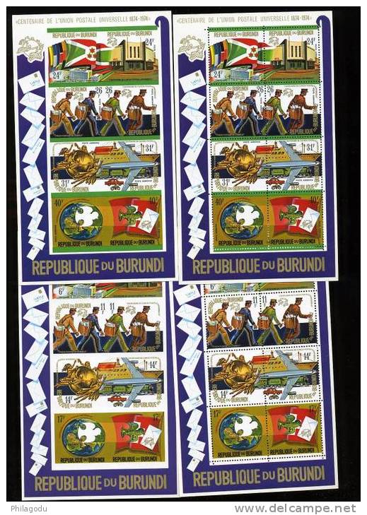Burundi  Paires Blocs UPU  1974 Dent Et Non Dentelés ++   Cote 110 € - Unused Stamps