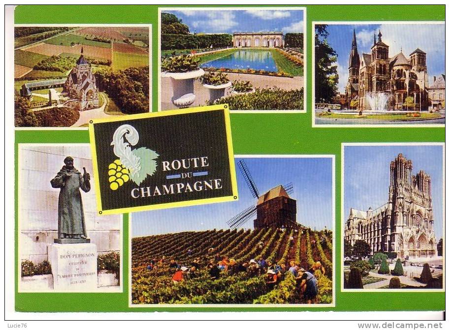 LA ROUTE DU CHAMPAGNE  - 6 Vues :  DORMANS - EPERNAY - CHALONS - DOM PERIGNON - MOULIN De VERZENAY - REIMS - Champagne-Ardenne