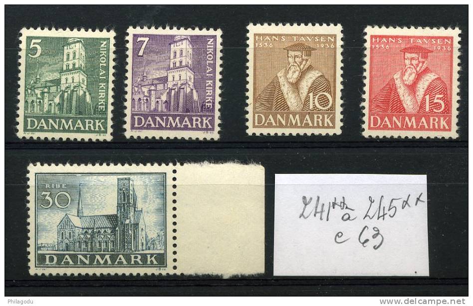 DK  Religion  Yv. 241/245**    Postfrich  Cote 63 €  Pasteur Et Théologien - Unused Stamps