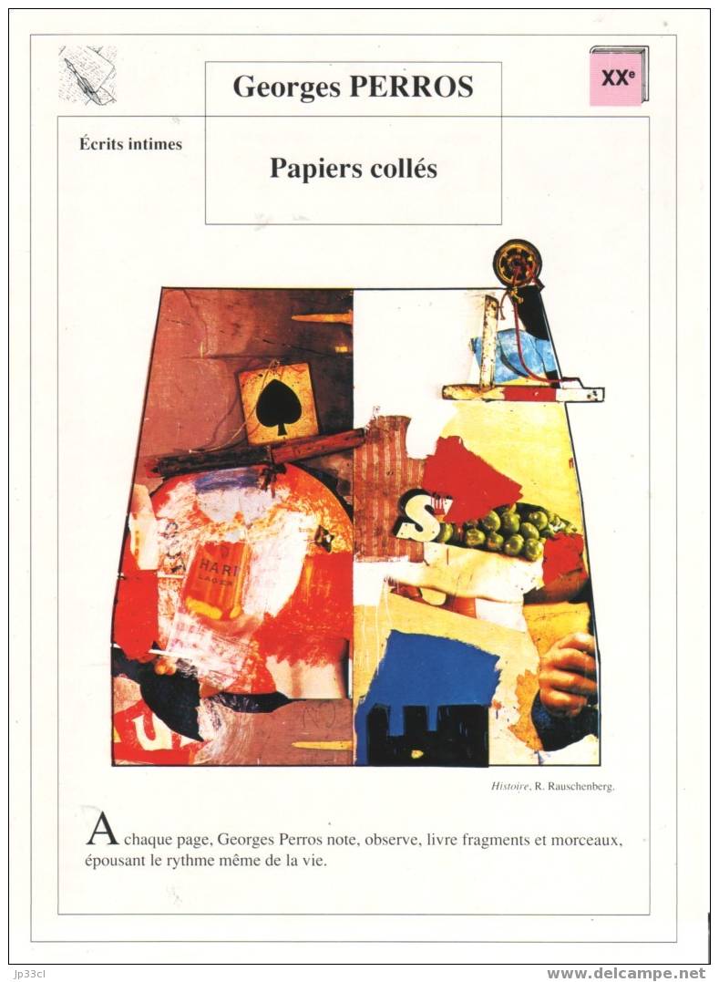 Fiche De Lecture Sur "Papiers Collés", De Georges Perros - Learning Cards