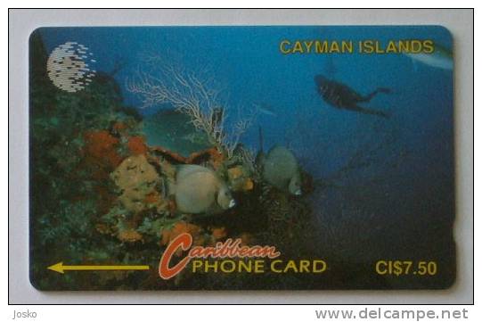 DIVER ( Cayman Islands - 5CCIA ) * Underwater World Undersea Sea Life Marine Fish Poisson * Diving Plongee Dive Plongeur - Iles Cayman