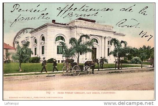 ETATS UNIS -ref No 306- Free Public Library , San Diego  - California - Bon Etat - San Diego