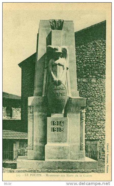 CPA (07)   LE POUZIN    Monument Ausx Morts De La Guerre (leger Choc  Bord Gauche) - Le Pouzin